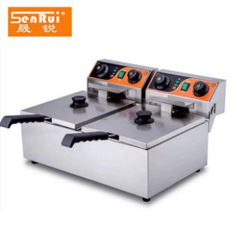 Cooking equipment Doubel 2 basket stainless steel Electric potato chips making machine with time limiter