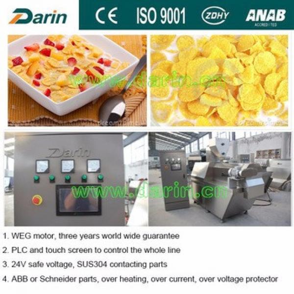 cereal corn flex puffed snacks food extruding machinery production line process plan from Darin Machinery