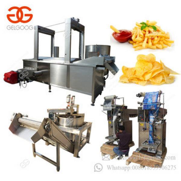 Fully Automatic Frozen French Fries Finger Chips Frying Production Line Potato Chips Making Machine Price With Packing Machine